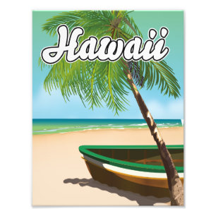 Hawaii Tropisch Strand reisposter Foto Afdruk