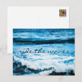 Hawaii Tropische Blauwe Oceaan Ride the Waves Scri Briefkaart (Voorkant / Achterkant)