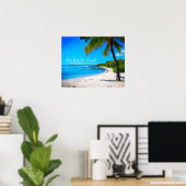 Hawaii Tropische Palmboom Zand Foto Op Strand Tijd Poster (Thuiskantoor)