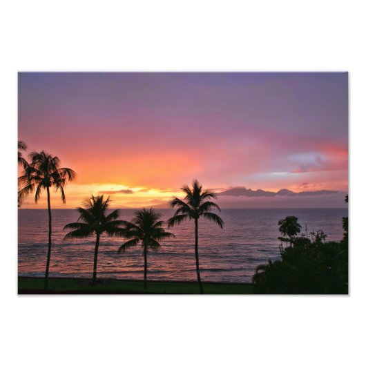 Hawaii Tropische Sunset on the Beach Foto Afdruk (Voorkant)