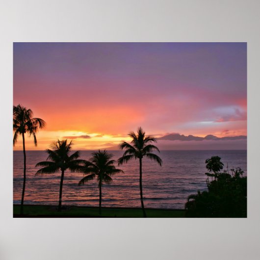 Hawaii Tropische Sunset on the Beach Poster (Voorkant)