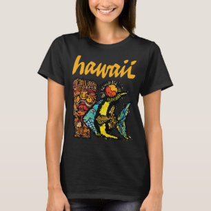 Hawaii Tropische Vis Gele Retro Reis T-shirt