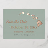 Hawaii Trouwdag Save The Date Roze Goud Folie Uitnodiging (Voorkant)