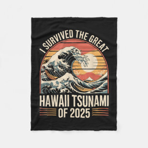 Hawaii Tsunami 2025 Ik overleefde Wave Retro Fleece Deken