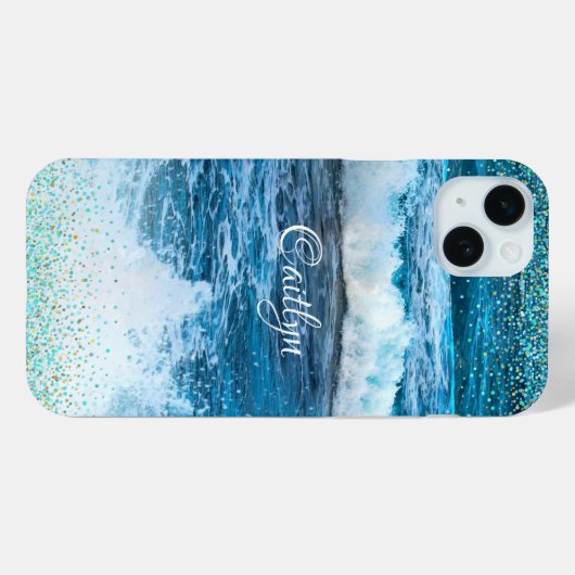 Hawaii turquoise blue oceaangolven girale confetti Case-Mate iPhone case (Achterkant (horizontaal))