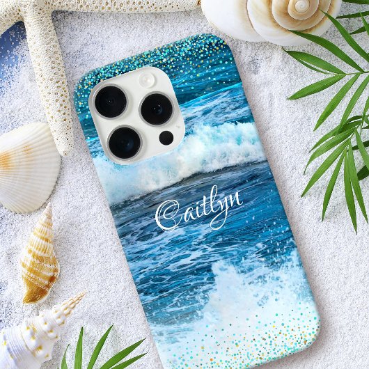 Hawaii turquoise blue oceaangolven girale confetti Case-Mate iPhone case