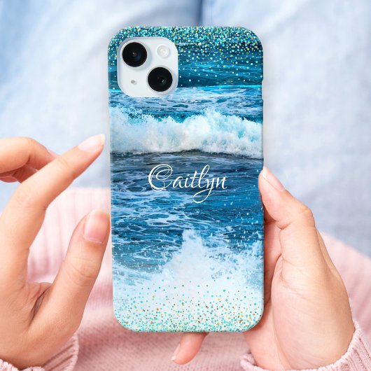 Hawaii turquoise blue oceaangolven girale confetti Case-Mate iPhone case