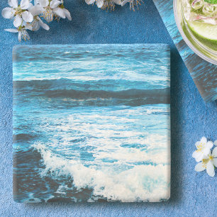 Hawaii turquoise oceaangolven foto tropisch modern stenen onderzetter