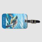 Hawaii Turtle Honu Photo Monogram Bagagelabel (Voorkant (horizontaal))