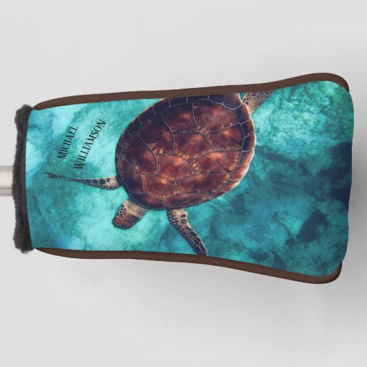 Hawaii Turtle Maritime Photo Jouw naam Golfheadcover (Voorkant)