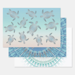 Hawaii Turtles Martim Nautical Inpakpapier Vel