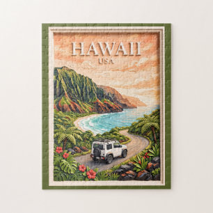 Hawaii USA Roadtrip Vintage 3D Getextureerd Landsc Legpuzzel