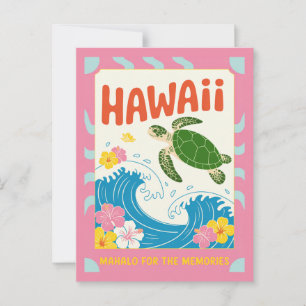 Hawaii USA Vintage Zeeschildpad Hibiscus Mahalo Briefkaart