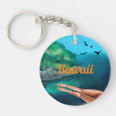 Hawaii vakantie cadeau schilderdame poten blauwe o sleutelhanger (Voorkant)