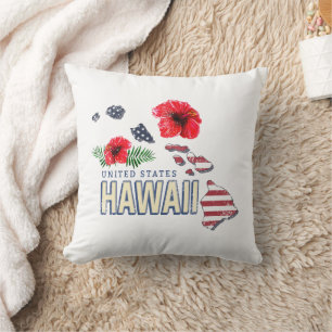 Hawaii Verenigde Staten Retro State Kaart USA Souv Kussen