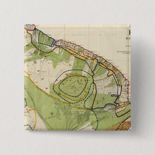 Hawaii Vierkante Button 5,1 Cm (Voorkant)