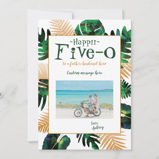 Hawaii Vijf-0 50e verjaardag kaart voor echtgenoot (Voorkant)