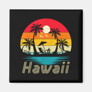 Hawaii Vintage Palmboom Zonsondergang Tropisch Haw Magneet