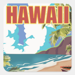 Hawaii vintage-poster vierkante sticker