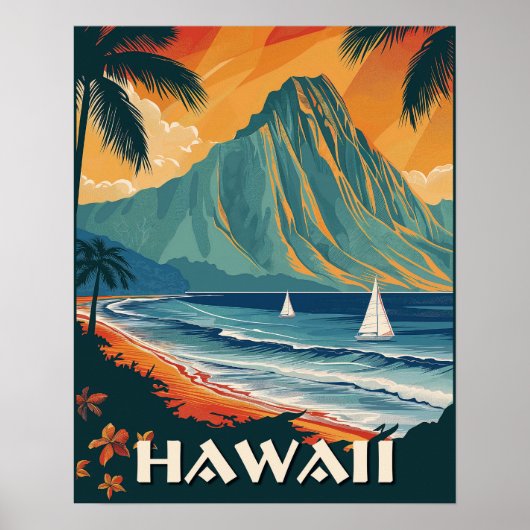 Hawaii Vintage Travel Poster (Voorkant)