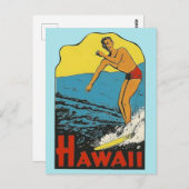 Hawaii Vintage voyage - Carte postale Surfer (Devant / Derrière)