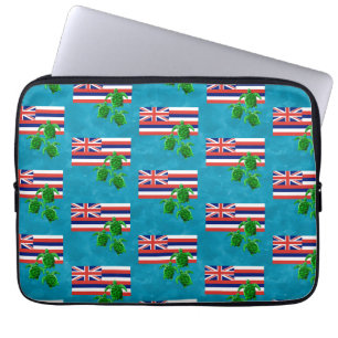 Hawaii Vlag en groene Zeeen Laptop Sleeve