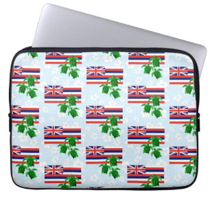 Hawaii Vlag en groene Zeeen Vlampjes Laptop Sleeve