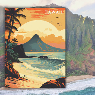 Hawaii Volcano Beach Vintage Reizen Briefkaart