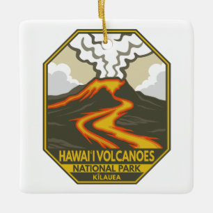Hawaii Volcanoes Nationaal Park Kilauea Retro Keramisch Ornament