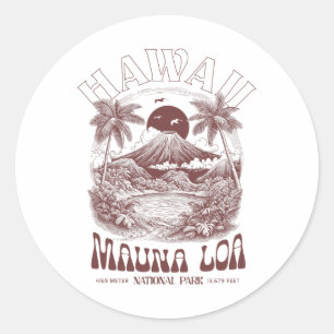 Hawaii Vulkaan Vintage Buiten Berg Wandelen Ronde Sticker