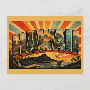 Hawaii Vulkanen Regenwoud Waterval Strand Kunst Briefkaart