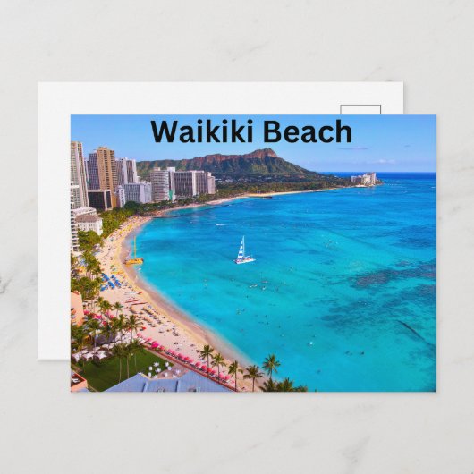 Hawaii Waikiki Beach Briefkaart (Voorkant / Achterkant)