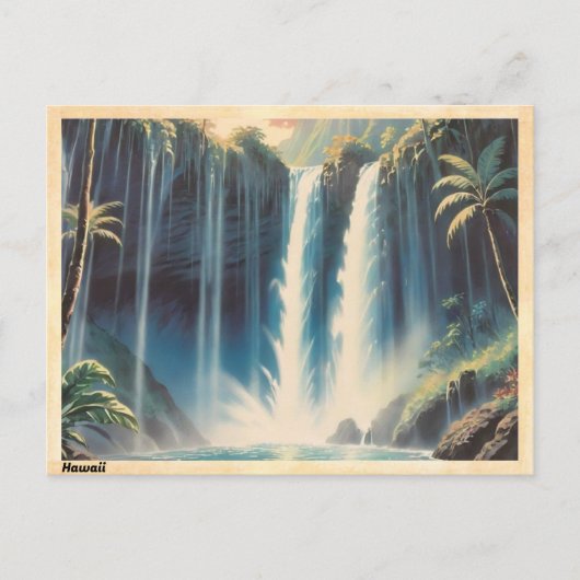 Hawaii Waterval  Briefkaart (Voorkant)