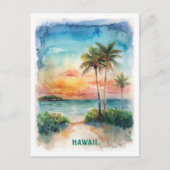 Hawaii Waterverf schilderij Briefkaart (Voorkant)