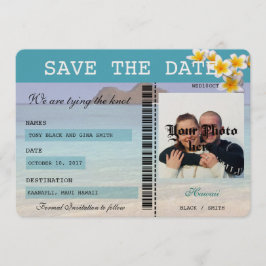 Hawaii Wedding Boarding Pass Bewaar de datum Save The Date