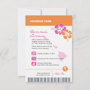 Hawaii Wedding Boarding Pass Kaart