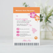 Hawaii Wedding Boarding Pass Kaart (Staand voorkant)