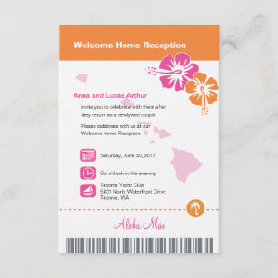 Hawaii Wedding Boarding Pass Kaart