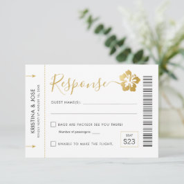 Hawaii Wedding Boarding Pass Ticket Destination RSVP Kaartje