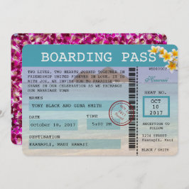 Hawaii Wedding Boarding Pass Uitnodiging