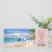 Hawaii Wedding Destination Ticket Pass Uitnodiging (Staand voorkant)