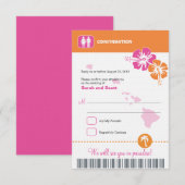 Hawaii Wedding RSVP Confirmation Embarquement Pass (Devant / Derrière)