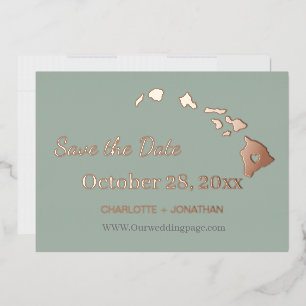 Hawaii Wedding Save the Date Roos Gold Folie Uitnodiging