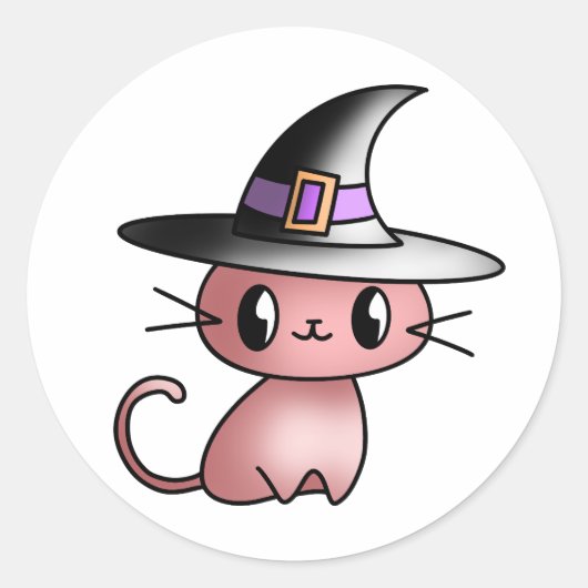 Hawaii Witch Cat Ronde Sticker (Voorkant)