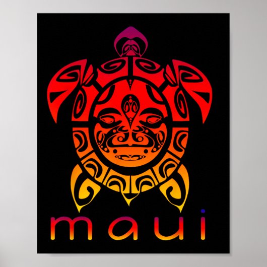 Hawaii Zee Levendige Schildpad  Poster (Voorkant)