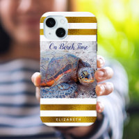 Hawaii Zee Turtle Gold White Stripes on Beach Time