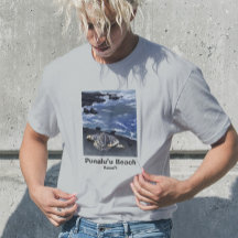 Hawaii Zeeschildpad op Zwarte Zand Strand T-Shirt