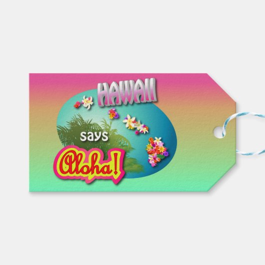 Hawaii zegt Aloha! Cadeaulabel (Voorkant (Horizontaal))