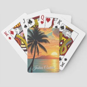 Hawaii Zonsondergang Calligrafie Eenvoudig Profess Pokerkaarten