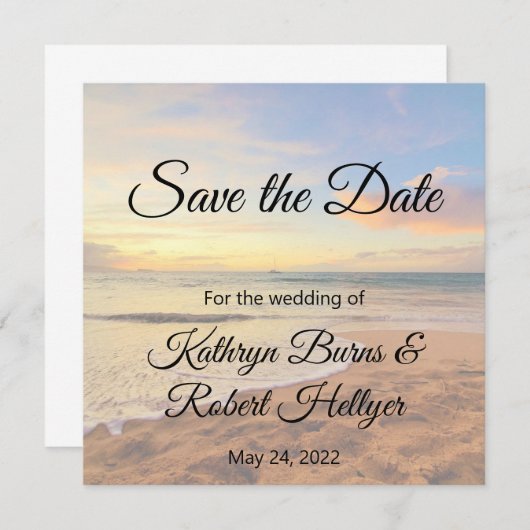 Hawaii Zonsondergang op het strand Save the Date (Voorkant / Achterkant)
